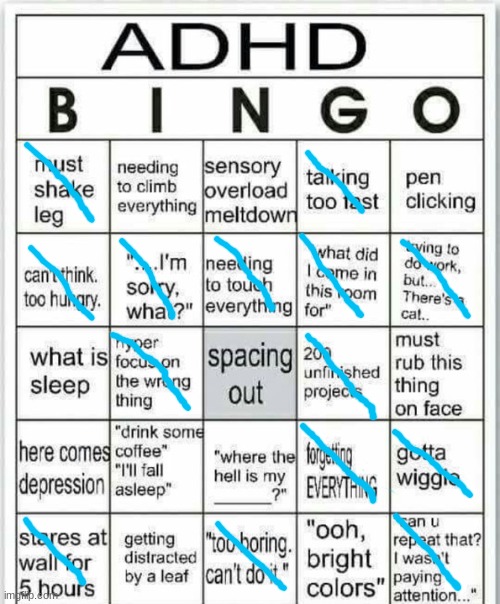 i don't really have that many unfinished projects | image tagged in adhd bingo | made w/ Imgflip meme maker
