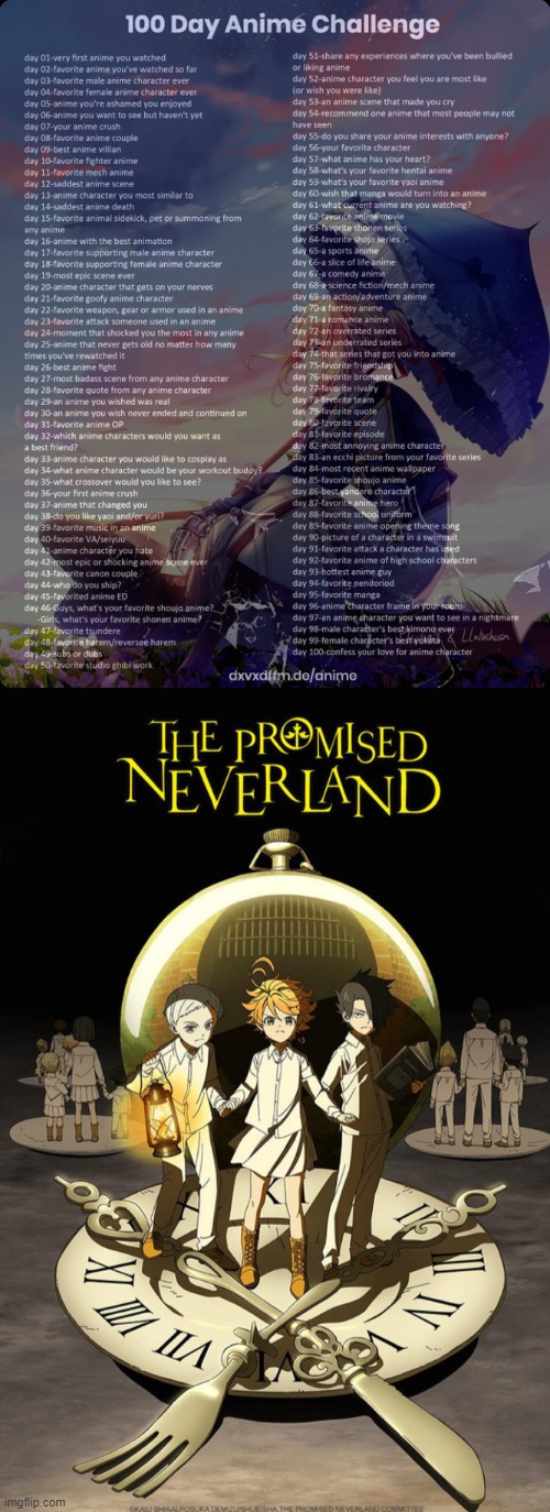 Day 30: The Promised Neverland | image tagged in 100 day anime challenge,the promised neverland | made w/ Imgflip meme maker
