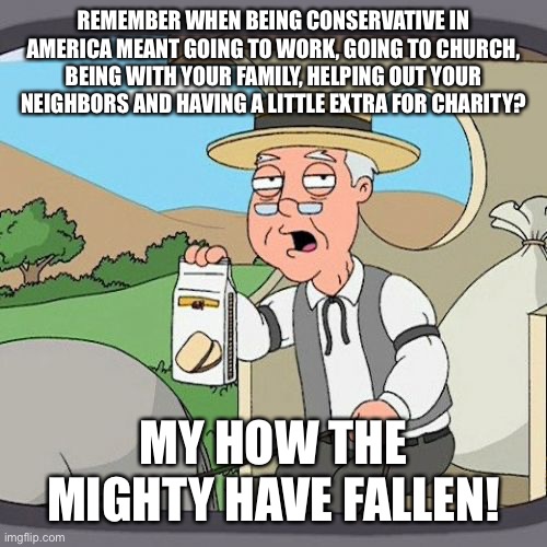 Pepperidge Farm Remembers Meme | REMEMBER WHEN BEING CONSERVATIVE IN AMERICA MEANT GOING TO WORK, GOING TO CHURCH, BEING WITH YOUR FAMILY, HELPING OUT YOUR NEIGHBORS AND HAV | image tagged in memes,pepperidge farm remembers | made w/ Imgflip meme maker