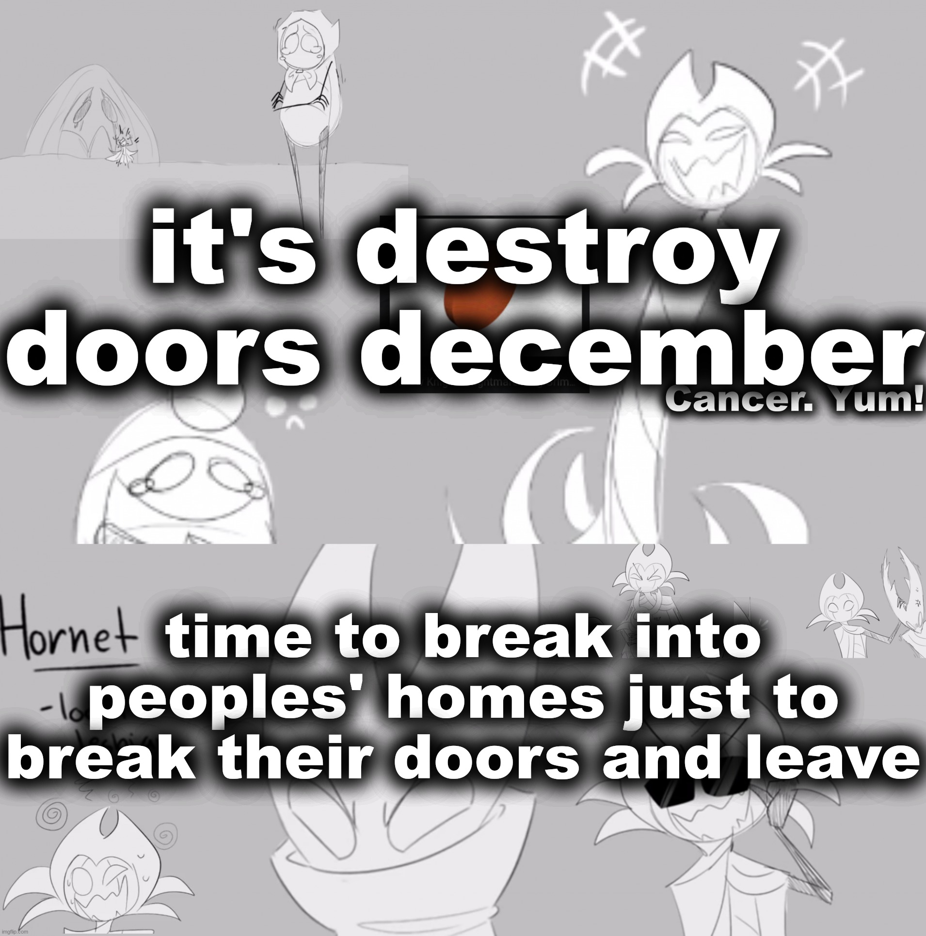 YEEEEEEEEEEAAAAAAAAAAAH GIIIIIIIIM!!!!!!!!!!!!!! | it's destroy doors december; time to break into peoples' homes just to break their doors and leave | image tagged in yeeeeeeeeeeaaaaaaaaaaah giiiiiiiim | made w/ Imgflip meme maker