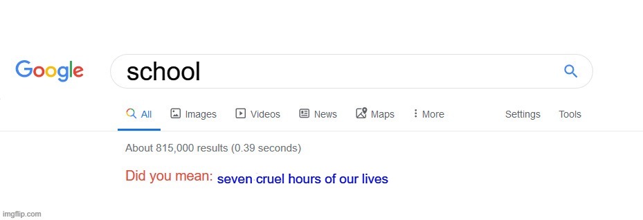 school acronym lol | school; seven cruel hours of our lives | image tagged in did you mean,google,school | made w/ Imgflip meme maker