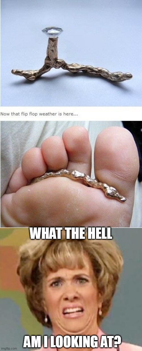 THATS SOME GROSS JEWELRY | WHAT THE HELL; AM I LOOKING AT? | image tagged in grossed out,wtf,jewelry,gross,feet | made w/ Imgflip meme maker