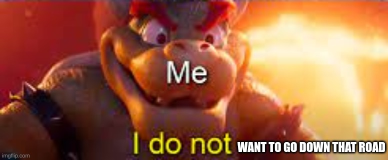 WANT TO GO DOWN THAT ROAD | image tagged in i do not bowser | made w/ Imgflip meme maker