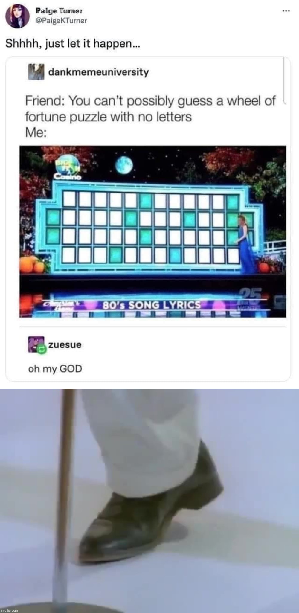 image tagged in wheel of fortune rickrolled,rick astley's foot | made w/ Imgflip meme maker