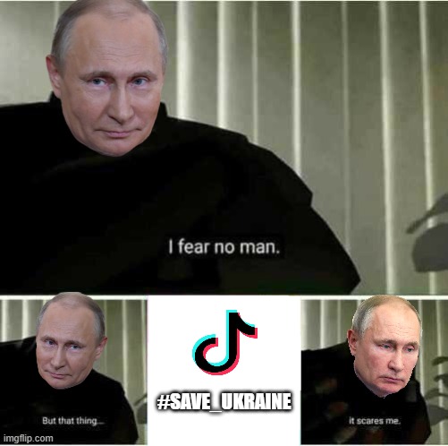 TikTok: The weakest ally of Ukraine. | #SAVE_UKRAINE | image tagged in i fear no man,vladimir putin,ukraine,tiktok | made w/ Imgflip meme maker