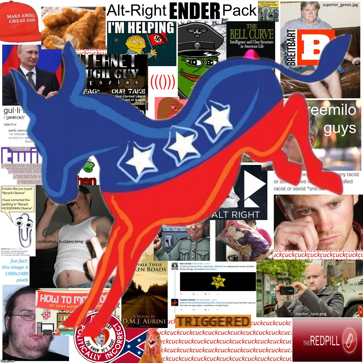 "Alt-Right Ender Pack." Looks just like the alt-right starter pack, but has this donkey on top. | image tagged in alt-right ender pack,alt-right,ender pack,starter pack,white supremacists,democratic party | made w/ Imgflip meme maker