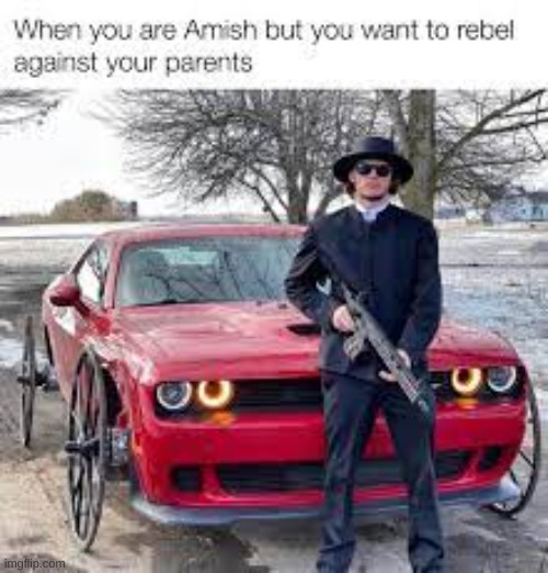 image tagged in amish,rebel | made w/ Imgflip meme maker
