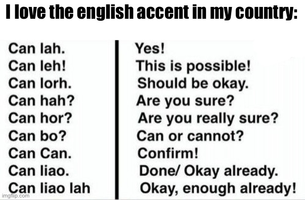 I love the english accent in my country: | made w/ Imgflip meme maker