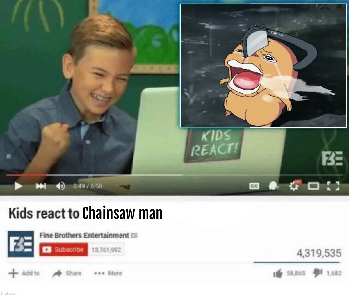 Kids React to | Chainsaw man | image tagged in kids react to | made w/ Imgflip meme maker
