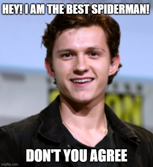 HEY! I AM THE BEST SPIDERMAN! DON'T YOU AGREE | image tagged in dunno | made w/ Imgflip meme maker