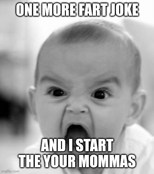 And YOU know YOUR momma | ONE MORE FART JOKE; AND I START THE YOUR MOMMAS | image tagged in memes,angry baby | made w/ Imgflip meme maker