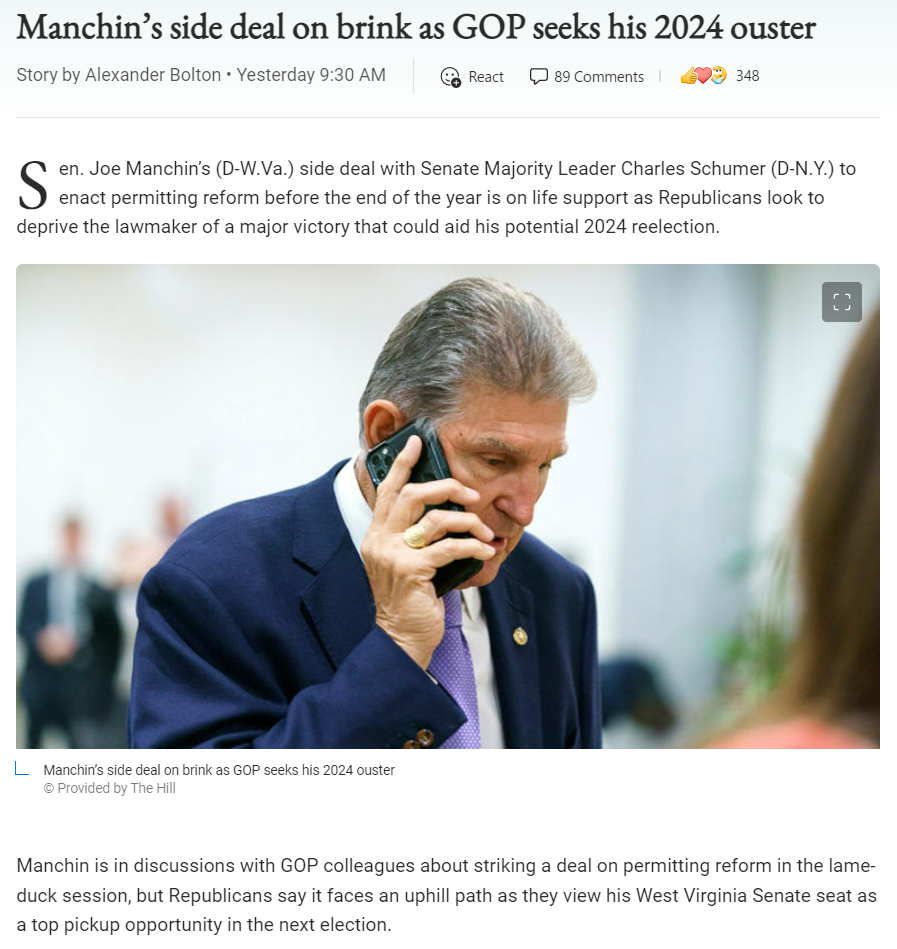 Joe Manchin stabbed in the back by the GOP Blank Meme Template