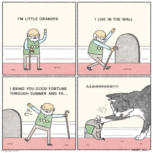 Grandpa cat | image tagged in grandpa,cat,cats,wall,comics,comics/cartoons | made w/ Imgflip meme maker