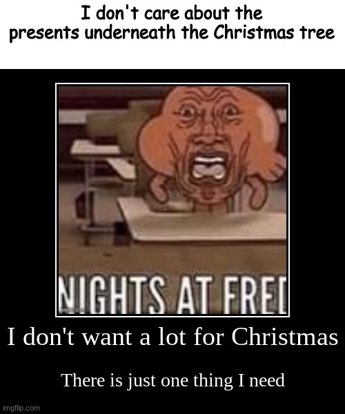 crimas shitposts | I don't care about the presents underneath the Christmas tree | made w/ Imgflip meme maker