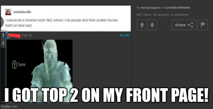 I GOT TOP 2 ON MY FRONT PAGE! | made w/ Imgflip meme maker