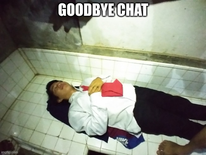 man im dead | GOODBYE CHAT | image tagged in man im dead | made w/ Imgflip meme maker