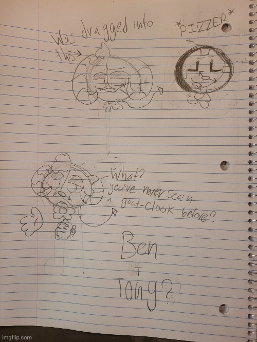 Me and Ben may had challenged eachother to draw his oc as Tony the talking clock. | image tagged in dhmis,ben | made w/ Imgflip meme maker