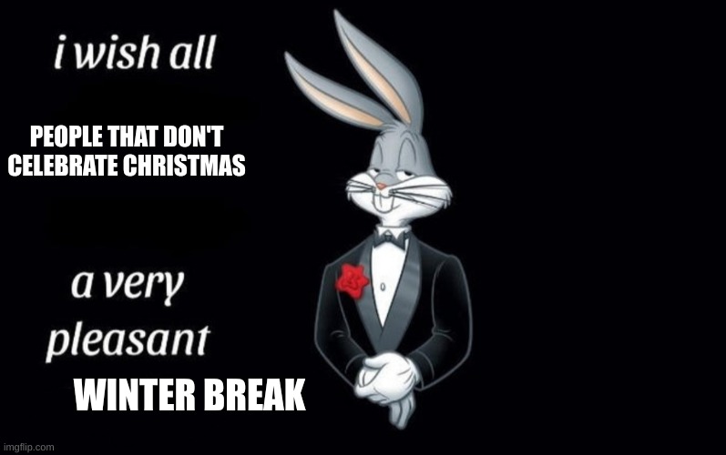 Let's keep that meme on the 1st page until christmas! (It would the best gift ever!) | PEOPLE THAT DON'T CELEBRATE CHRISTMAS; WINTER BREAK | image tagged in i wish all the x a very pleasant y | made w/ Imgflip meme maker
