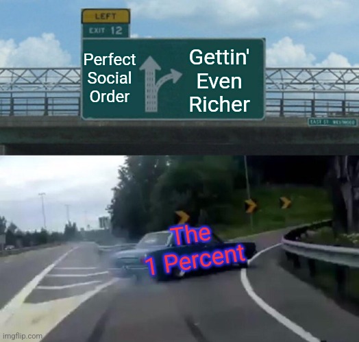 Woke easy to get ahead in life! |  Perfect Social Order; Gettin' Even Richer; The 1 Percent | image tagged in memes,democratic socialism,capitalism,new world order | made w/ Imgflip meme maker