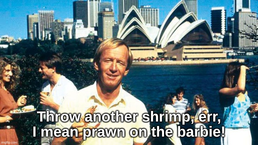 Shrimp on the barbie |  Throw another shrimp, err, I mean prawn on the barbie! | image tagged in meanwhile in australia,lol,y u no,well this is awkward,oh wow are you actually reading these tags | made w/ Imgflip meme maker