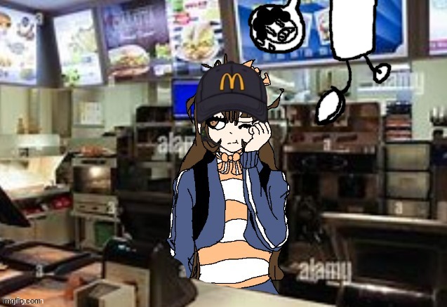 repost but add your oc working at mcdonalds i guess (og by ElizabethAfton2) | made w/ Imgflip meme maker