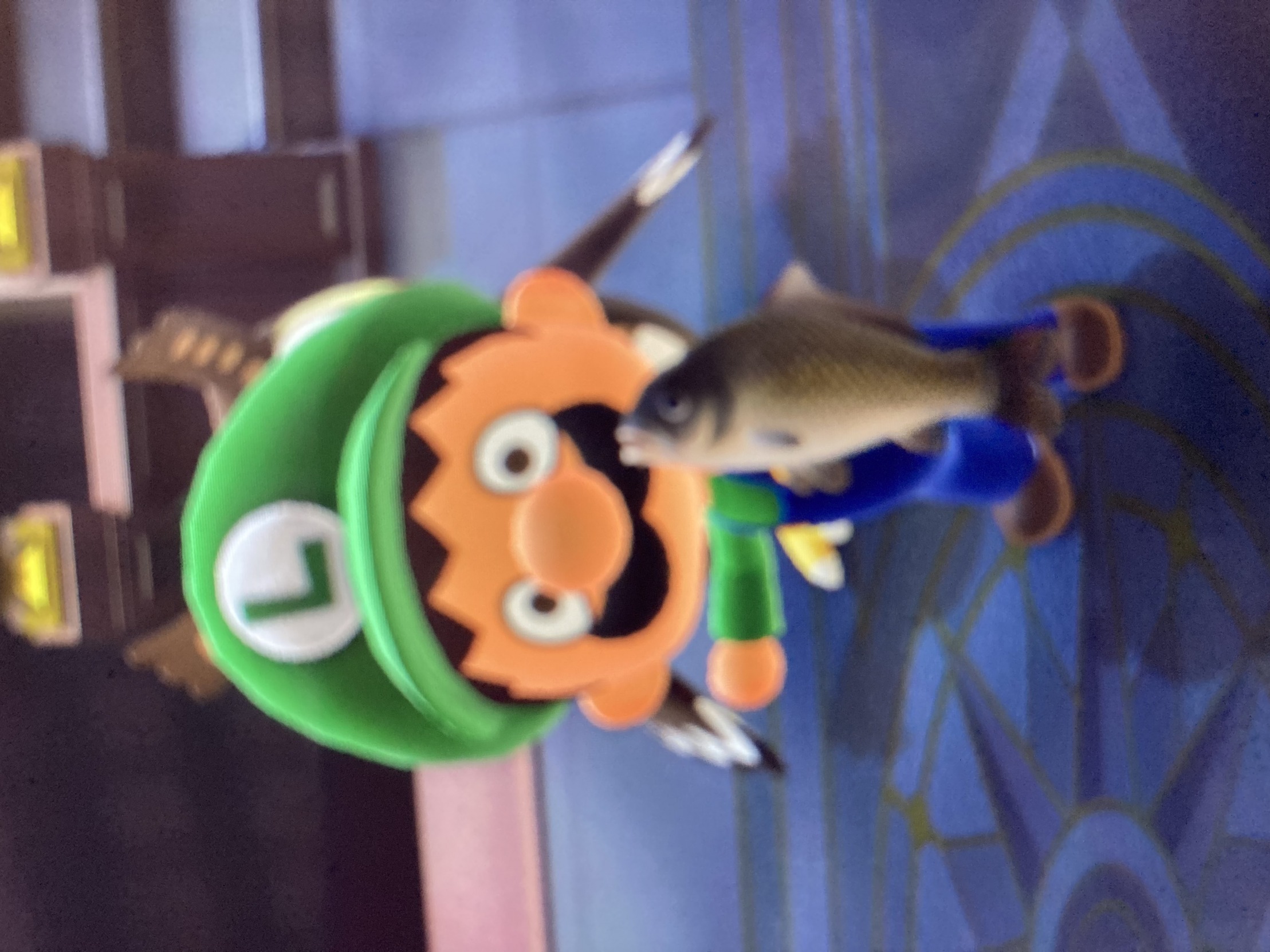 High Quality Luigi holding Fish Blank Meme Template