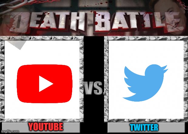 batte of apps | YOUTUBE; TWITTER | image tagged in death battle | made w/ Imgflip meme maker