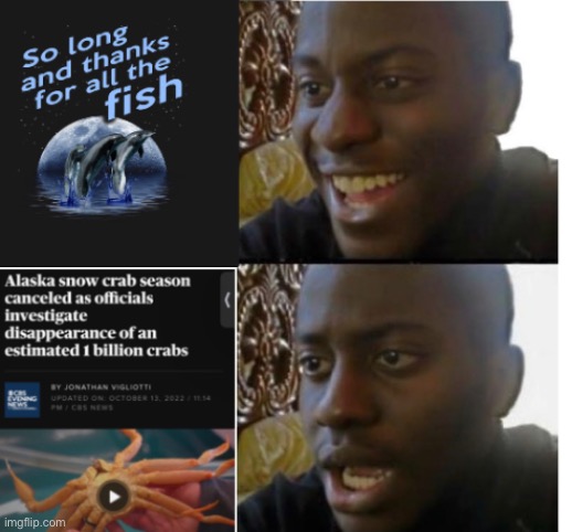 So long and thanks for the rave | image tagged in hitchhiker's guide to the galaxy,crab,end of the world | made w/ Imgflip meme maker