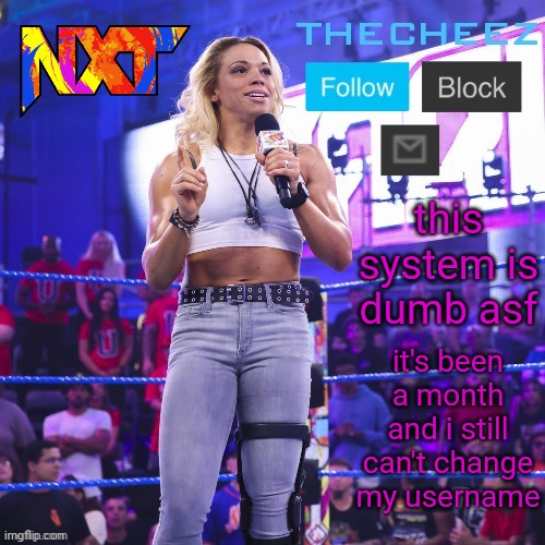 this system is dumb asf; it's been a month and i still can't change my username | image tagged in zoey stark template | made w/ Imgflip meme maker