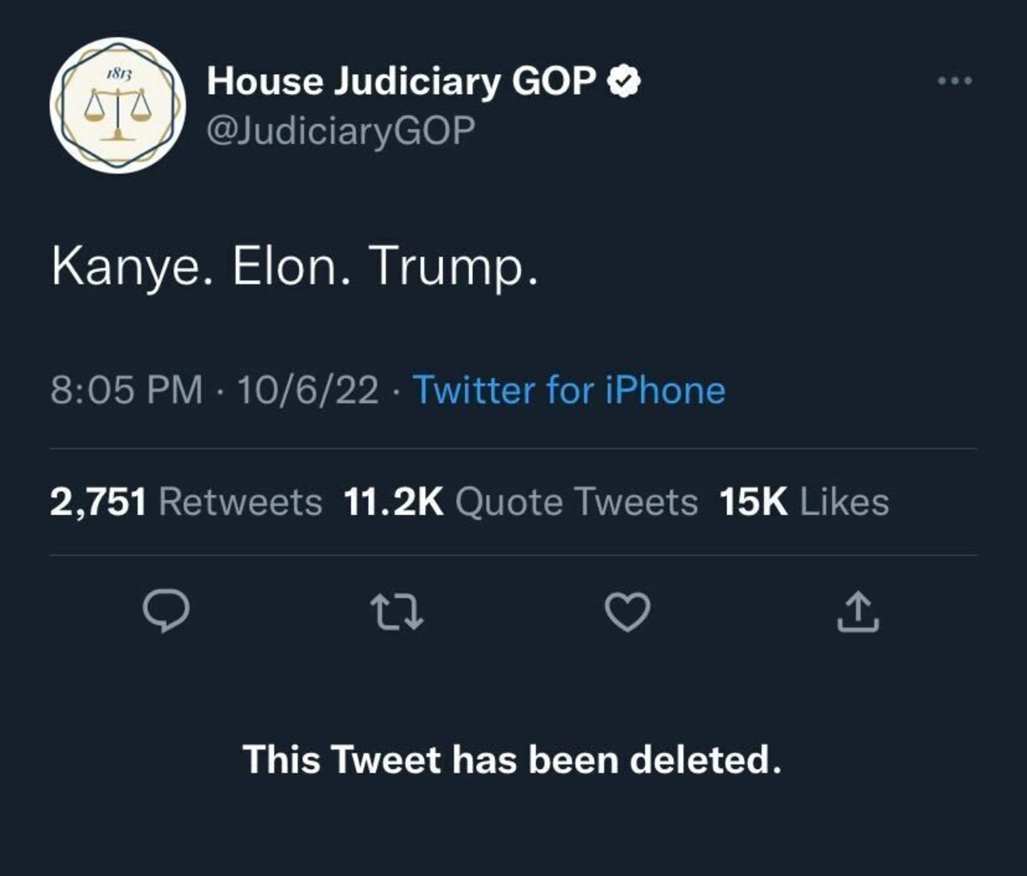 House Judiciary GOP Kanye Elon Trump Tweet deleted Blank Meme Template