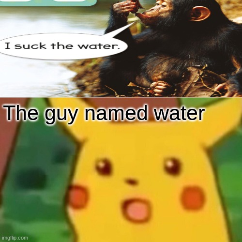 Surprised Pikachu | The guy named water | image tagged in memes,surprised pikachu | made w/ Imgflip meme maker