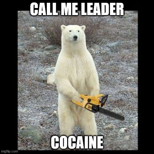 Chainsaw Bear | CALL ME LEADER; COCAINE | image tagged in memes,chainsaw bear,cocainebear,cocainebearsweep | made w/ Imgflip meme maker