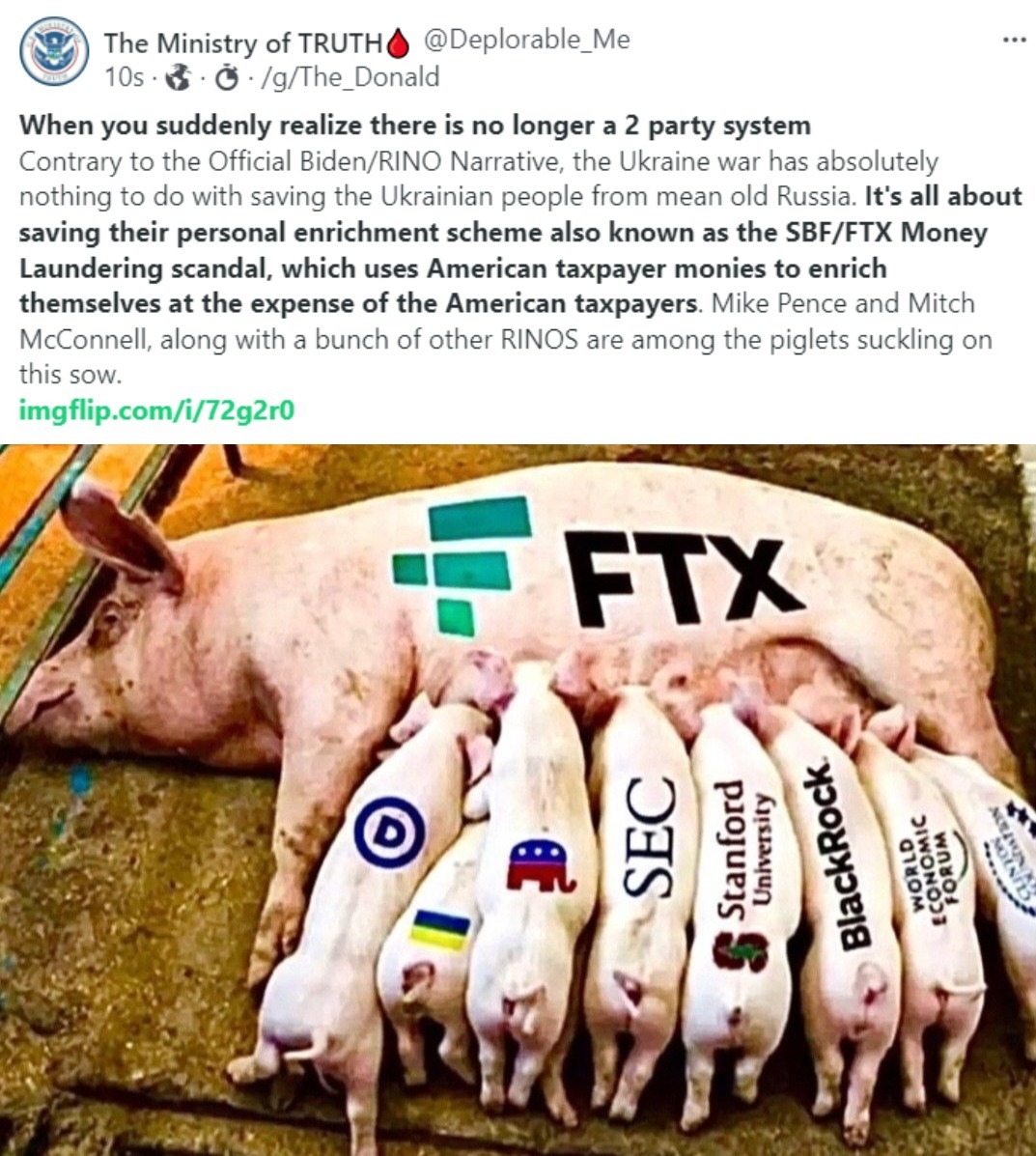 Uniparty Piglets Suckling on This Cash Sow | image tagged in sbf,ftx,money laundering,government corruption,taxpayers,ukraine | made w/ Imgflip meme maker