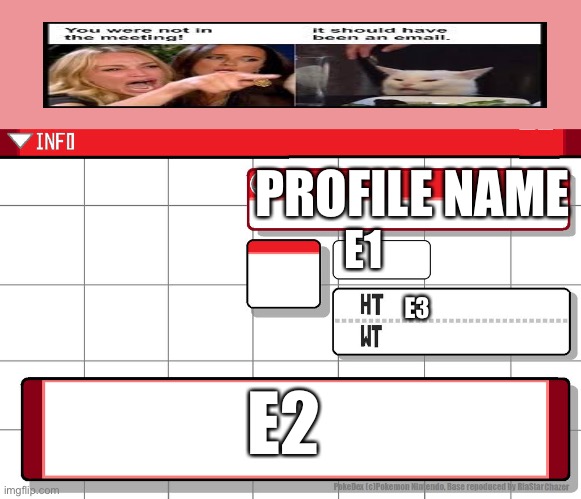 We should be able to add images above the profile like YouTube | PROFILE NAME; E1; E3; E2 | image tagged in imgflip username pokedex | made w/ Imgflip meme maker