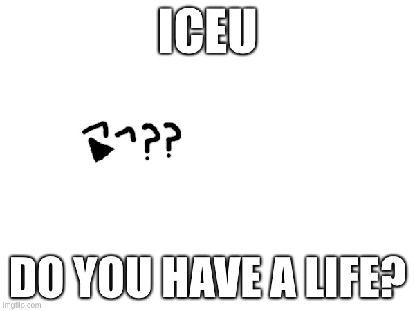 question | ICEU; DO YOU HAVE A LIFE? | image tagged in question,why do you make memes so quickly | made w/ Imgflip meme maker