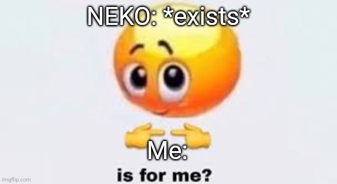Is for me | NEKO: *exists*; Me: | image tagged in is for me | made w/ Imgflip meme maker