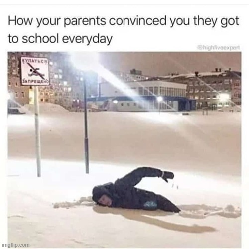 How your parents got to school | image tagged in parents,funny,true,meme | made w/ Imgflip meme maker