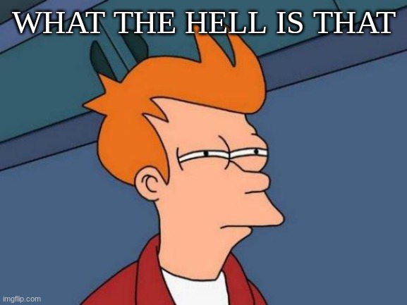 Futurama Fry Meme | WHAT THE HELL IS THAT | image tagged in memes,futurama fry | made w/ Imgflip meme maker