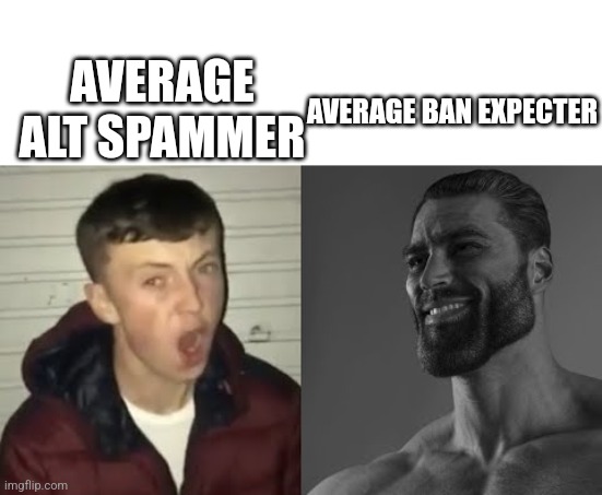 People who get banned from msmg be like | AVERAGE ALT SPAMMER; AVERAGE BAN EXPECTER | image tagged in average enjoyer meme | made w/ Imgflip meme maker