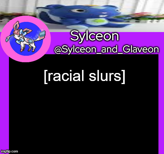 [racial slurs] | image tagged in sylceon_and_glaveon 5 0 | made w/ Imgflip meme maker