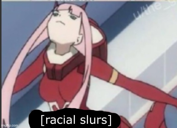yeah i'm bringing out my old zero two temps for this one :skull: | [racial slurs] | image tagged in zero two pathetic | made w/ Imgflip meme maker
