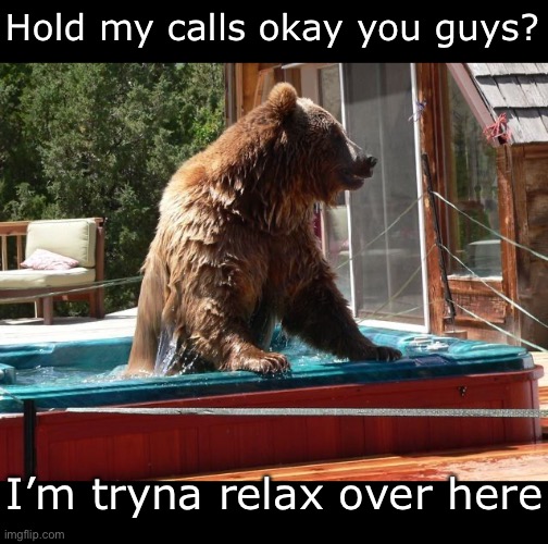 Hold my calls okay you guys? I’m tryna relax over here | made w/ Imgflip meme maker