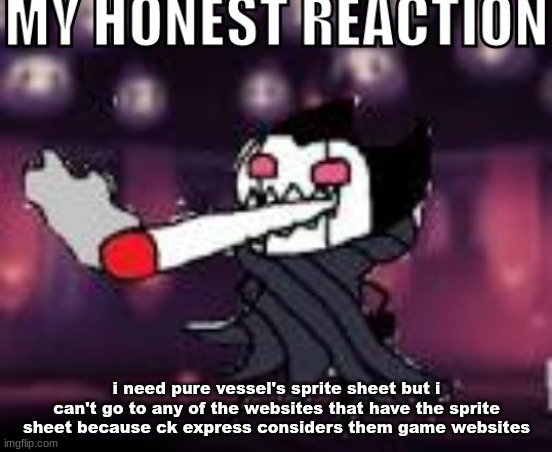 i want goguardian back, it was way better | i need pure vessel's sprite sheet but i can't go to any of the websites that have the sprite sheet because ck express considers them game websites | image tagged in my honest reaction | made w/ Imgflip meme maker