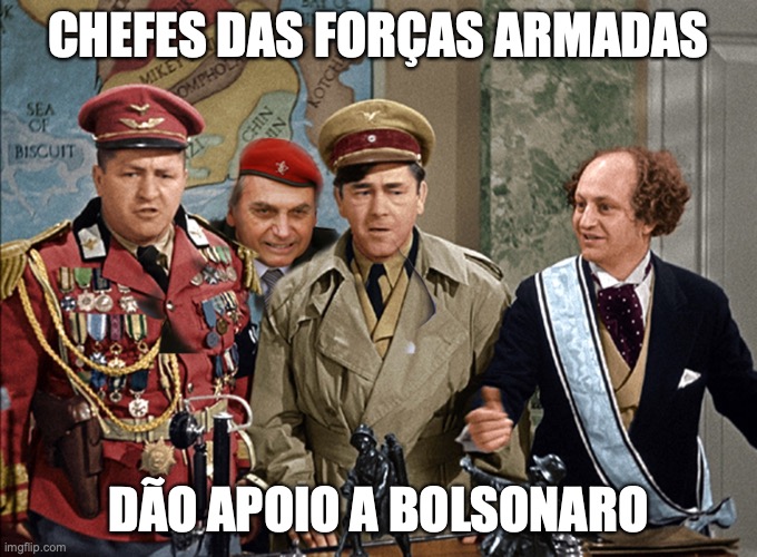 bolsonaro | CHEFES DAS FORÇAS ARMADAS; DÃO APOIO A BOLSONARO | image tagged in bolsonaro,golpista,militares,brasil,direita,facista | made w/ Imgflip meme maker