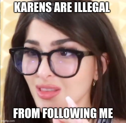SSSniperwolf Thats Illegal | KARENS ARE ILLEGAL; FROM FOLLOWING ME | image tagged in sssniperwolf thats illegal | made w/ Imgflip meme maker