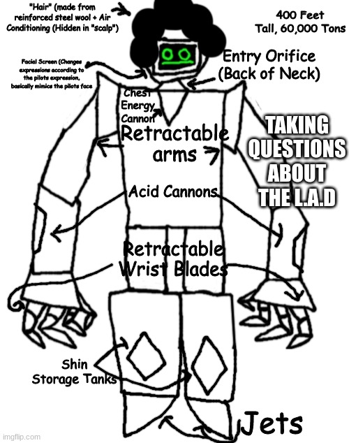 L.A.D. Mech Utilities | TAKING QUESTIONS ABOUT THE L.A.D | image tagged in l a d mech utilities | made w/ Imgflip meme maker