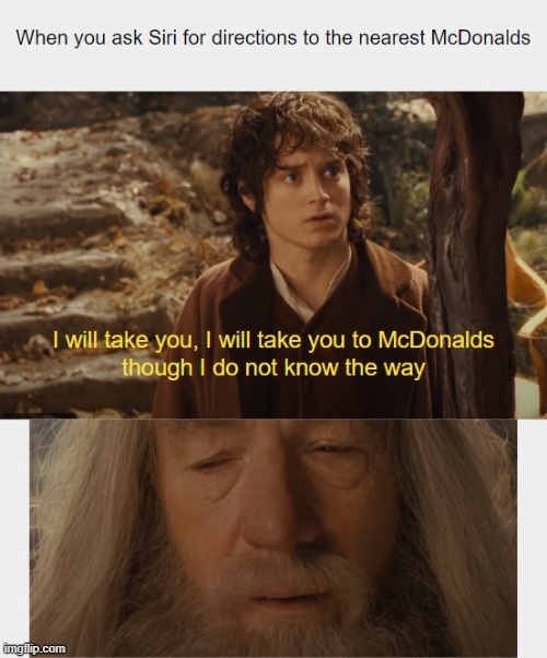 Hey Siri, Take me to McDonalds | image tagged in lotr,memes | made w/ Imgflip meme maker