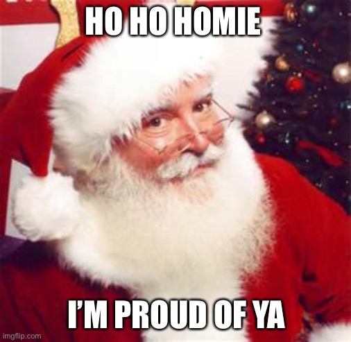 Proud Santa | HO HO HOMIE; I’M PROUD OF YA | image tagged in santa claus ho ho ho,proud,homie | made w/ Imgflip meme maker