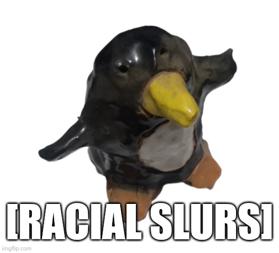 Goofy ahh deformed t-posing penguino mf | [RACIAL SLURS] | image tagged in goofy ahh deformed t-posing penguino mf | made w/ Imgflip meme maker