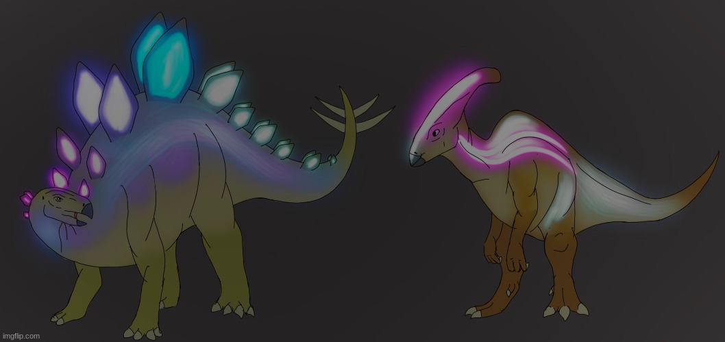 Stegosaurus Lux and Parasaurolophus Lux (Art by ToonHolt) | made w/ Imgflip meme maker